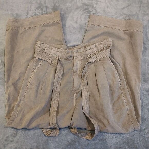 American Eagle Pants Women's 8 Green High Rise Wide Leg Crop Beach Boho Y2K - Picture 2 of 11